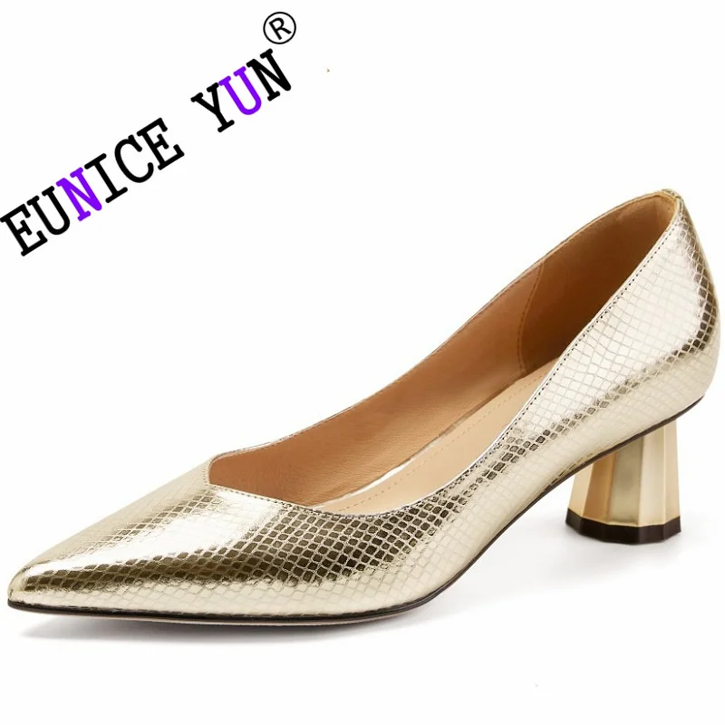 

【EUNICE YUN】Fashion Elegant Women Brand Genuine Leather Spring Autumn Party Prom Office Lady Pointed Toe High Heels Basic Shoes