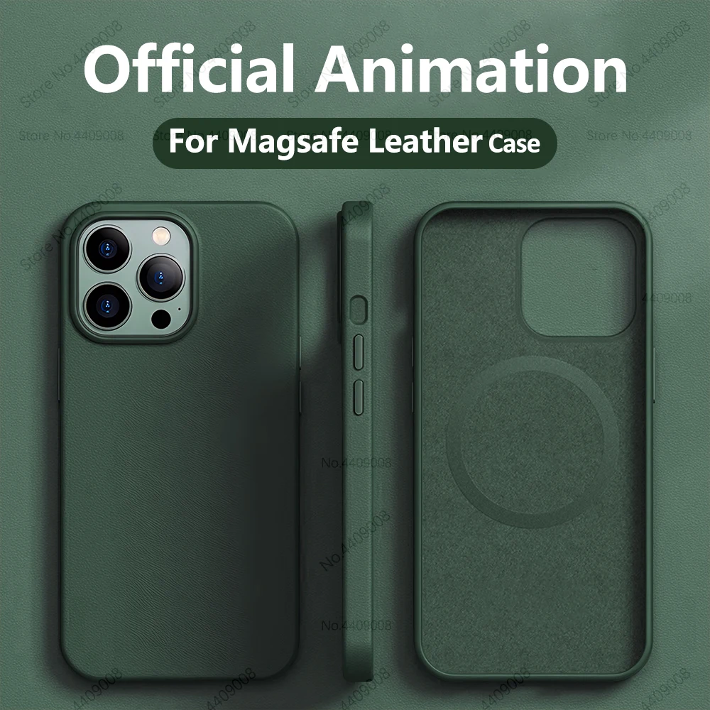 Oficjalna skórzana animacja dla etui Magsafe dla iPhone 13 Mini 14 15 Pro Max Plus Etui na telefon Magnetyczna osłona do bezprzewodowego ładowania