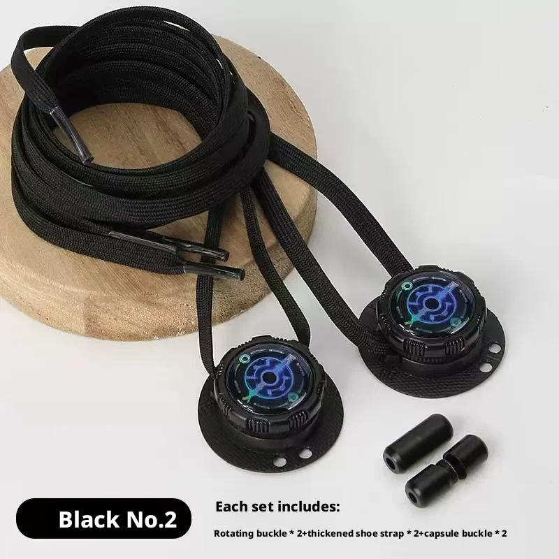 1 Pair Radar Style No-Tie Shoe Locks — Rotating quick-adjust buckles for 5mm laces, easy to fasten.