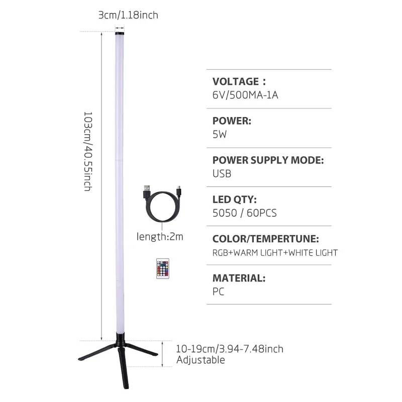 LED Stehleuchte Wohnzimmer RGB+WW+CW für Raumdekoration USB Netzteil Nordic Häuser Dekoration Lange Boden Stehleuchten