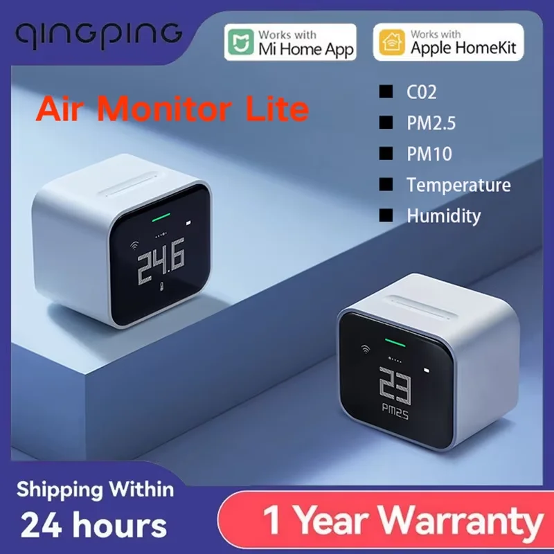 Originele Qingping Luchtdetector Lite CO2 PM2.5 PM10 Temperatuur Vochtigheid Monitor Touchscreen Werken Met Mihome APP Apple HomeKit