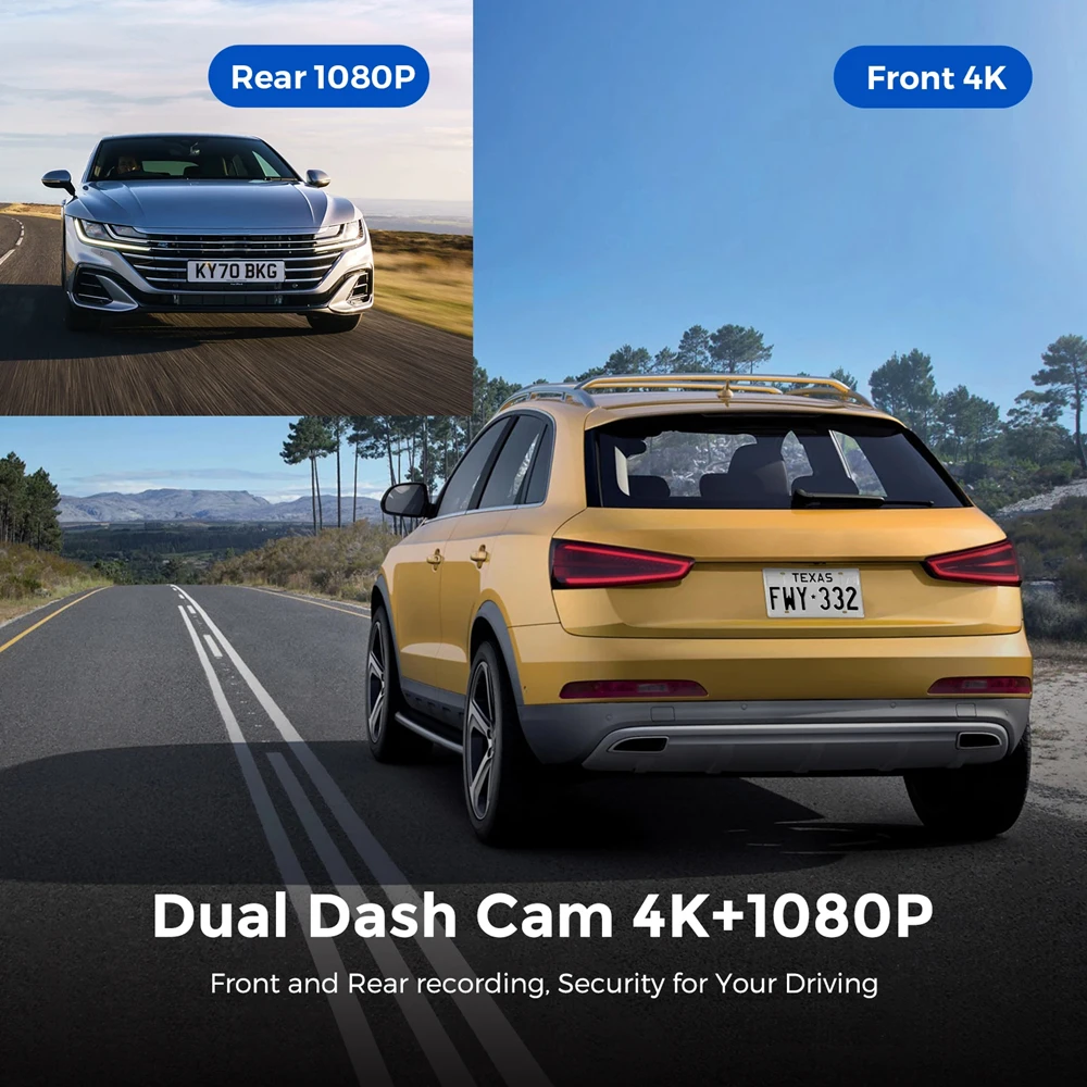 4K Dashcam Mini Camera Recorder GPS Wifi 24H Parking Dual Lens With 1080P Black Box Room Rearview Camera Night Vision