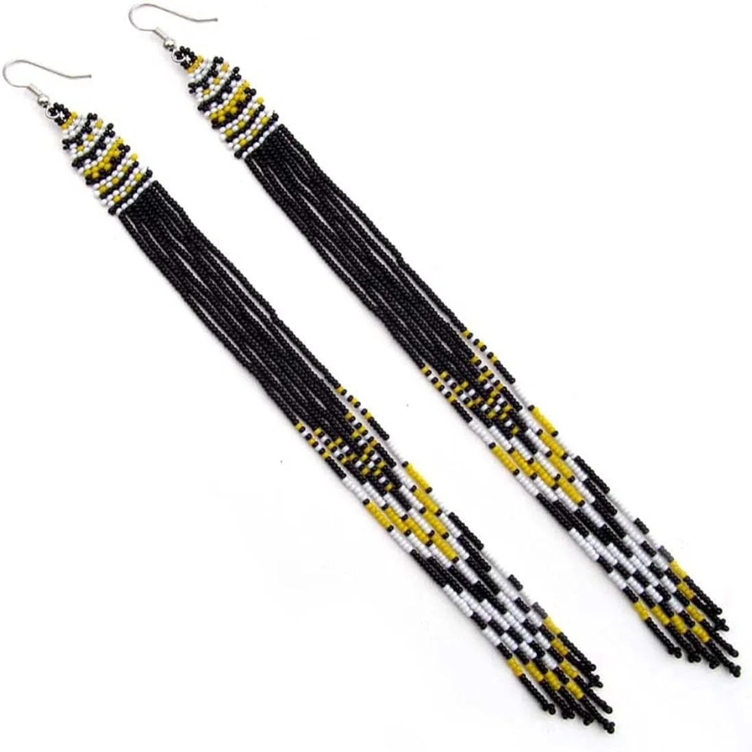 

Handmade Beaded Earrings Geometry Irregular Pattern Hand-woven Fashion Gradient Color Tassel Bohemia Beaded Earrings for Women