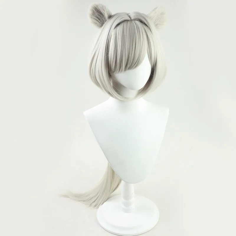애니메이션 Arknights 오로라 코스프레 가발 할로윈 카니발 파티 소품 합성 머리 내열성 섬유 + 가발 모자