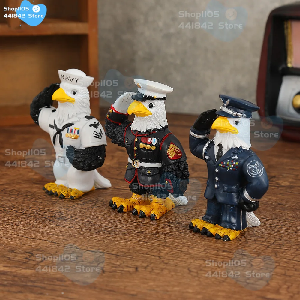 

US Armed Forces Eagle Statue Navy Marine Air Force Resin Figurine for Veterans Gift
