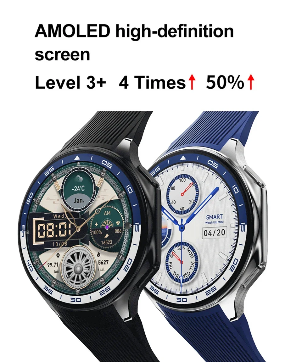 Round Screen Amoled DT Watch X 32Gb Memory Local Music Bluetooth Call  Compass 3D Menu Bluetooth Smart Watch for Men Women 2024