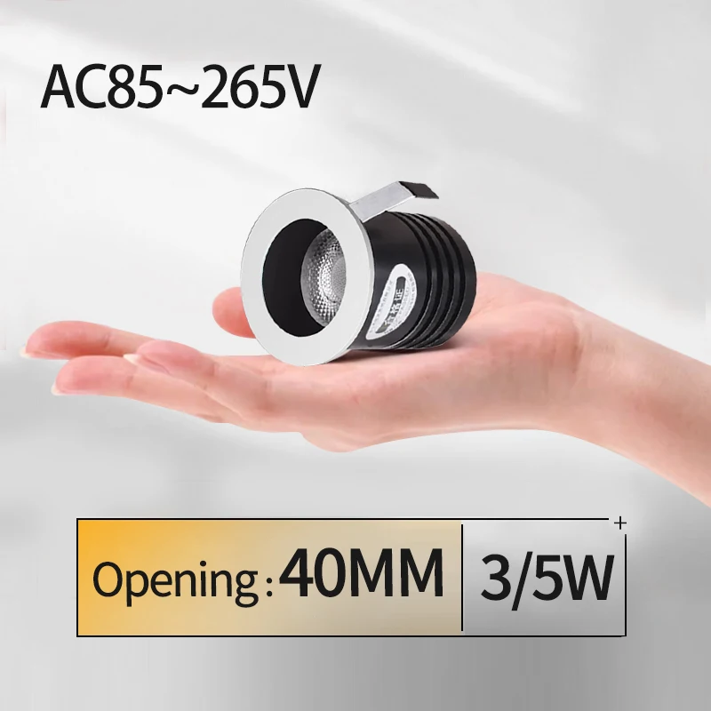 

Mini LED spotlight ceiling light display cabinet lighting AC110V/220V warm and cold white light embedded opening 25mm35mm45mm3W