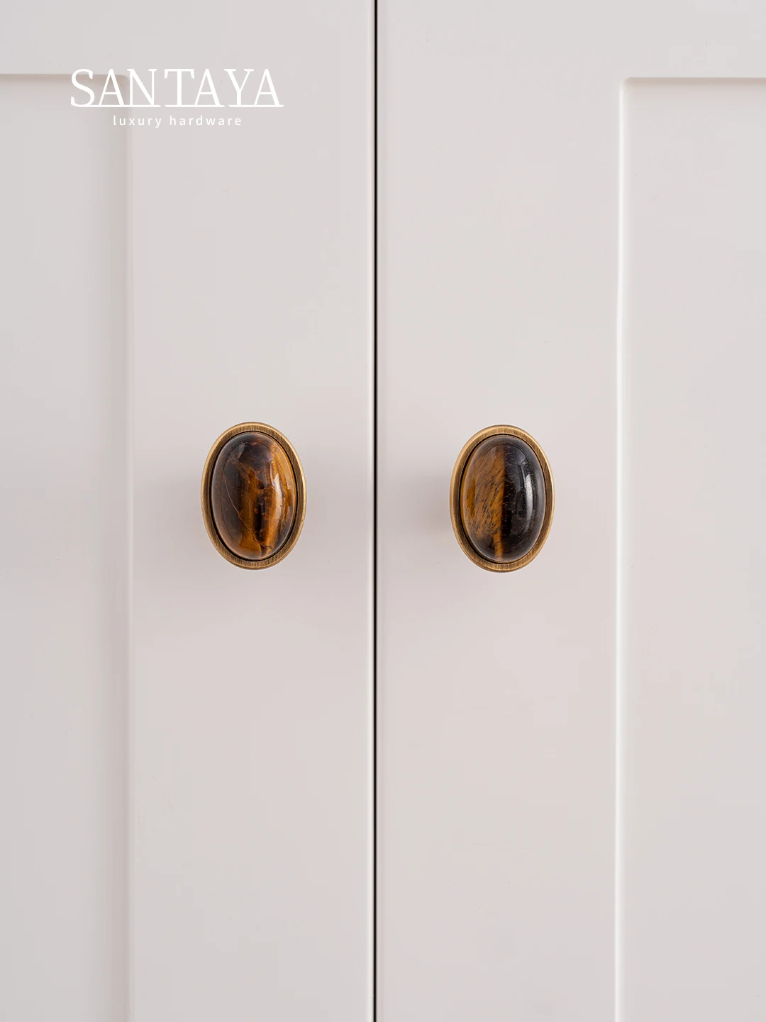 Santaya Solid Brass Handles Natural Stone Crystal Kitchen Cabinet Handle Bedroom Wardrobe Dresser Drawer Knob Colorful Handle