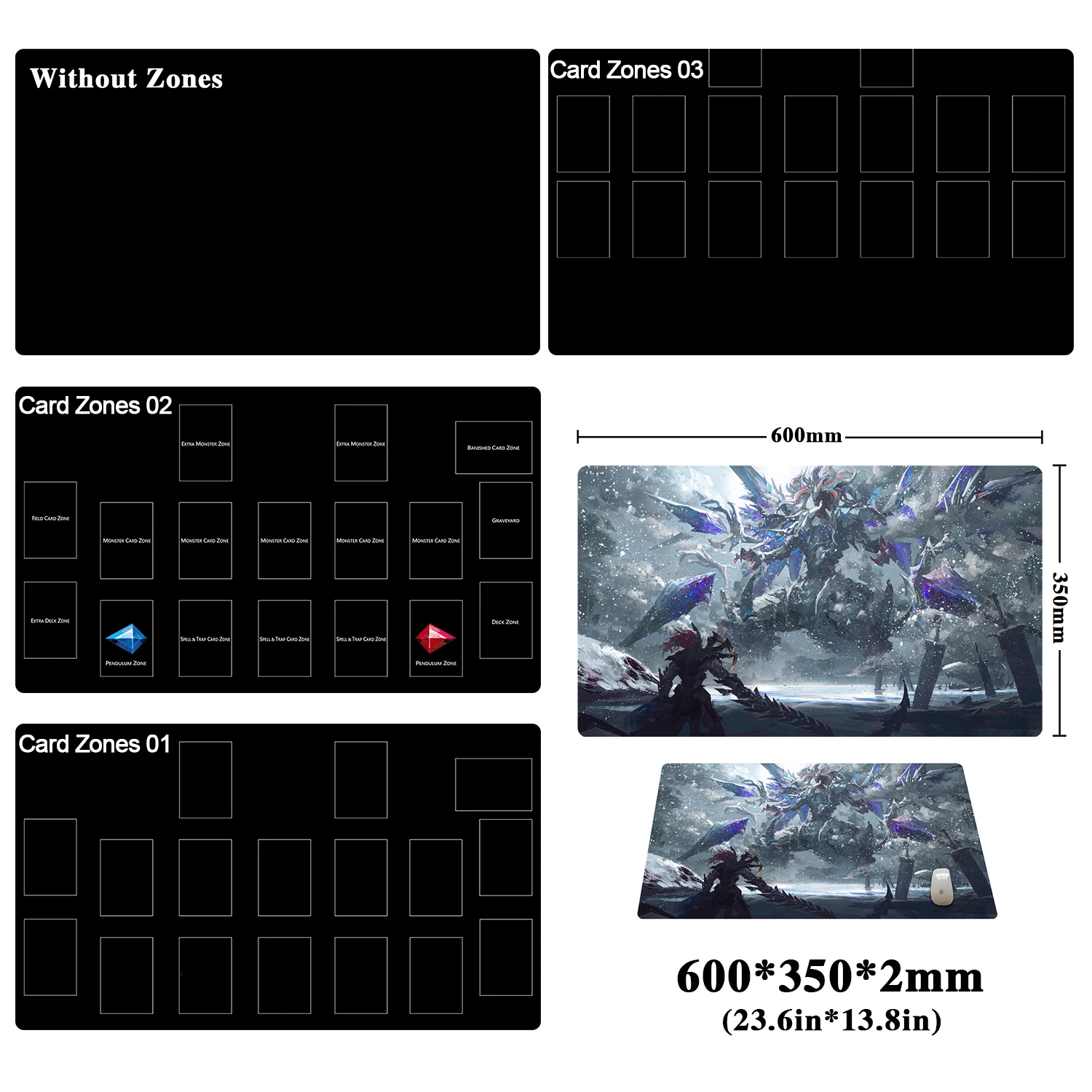 YuGiOh Neo Galaxy-Eyes Photon Dragon TCG Mat Neo Blue-Eyes Ultimate Dragon CCG Playmat Trading Card Game Mat Mouse Pad Free Bag