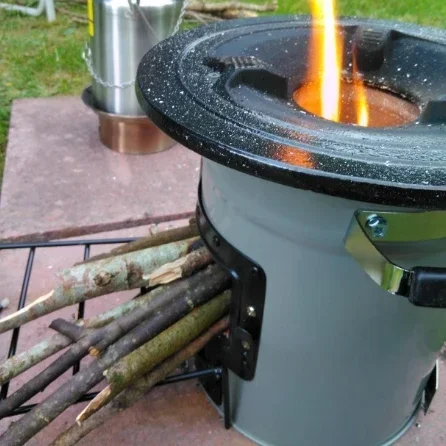 Rocket Stove Camping Wood Stove with Firewood Stand, Double Door Design, Outdoor Cooking, Wood Stove for Cooking,  Tent