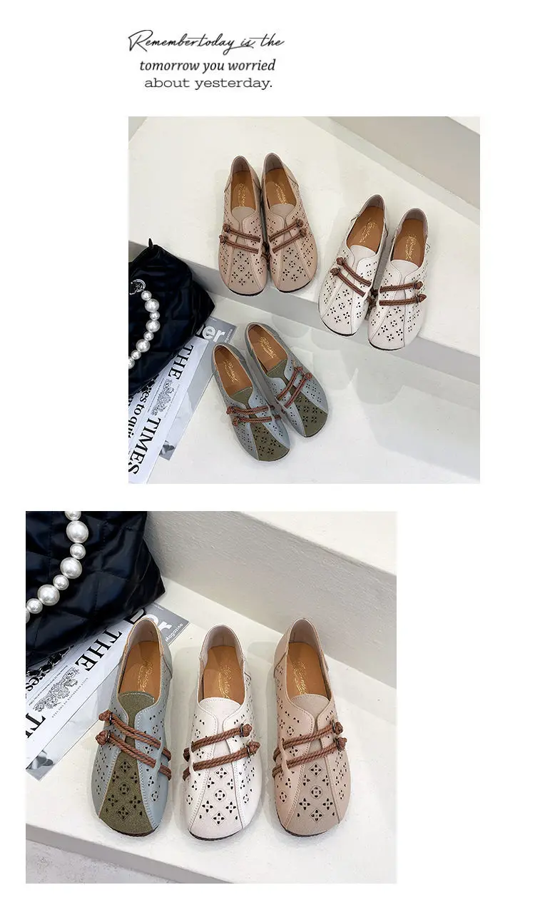 2024 Newly Square Toe Women's Flats Designer Cutout Shoes Ladies Wide Fit Soft Leather Moccasins Female Driving Sneakers