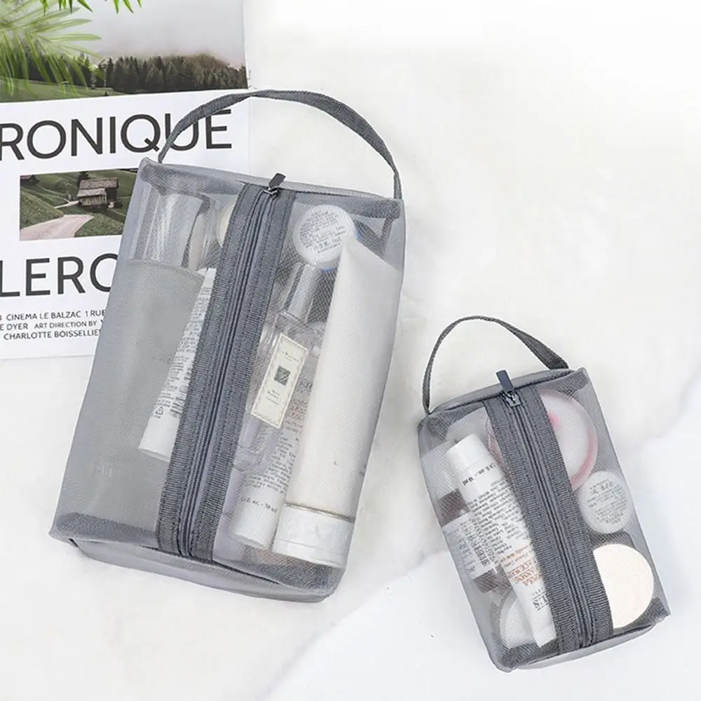

Travel Wash Bag Mesh Student Stationery Bag Korean Storage Bag Zipper Makeup Bag Women Cosmetic Bag Skin Care Storage Bag