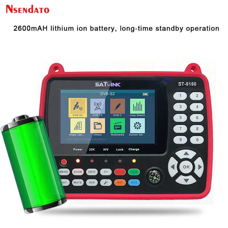 Satlink ST5150 الأصلي DVB-S2/T2/C كومبو سات مكتشف إشارة الأقمار الصناعية مكتشف متر H.265 MPEG-4 16APSK Satfinder استقبال التلفزيون