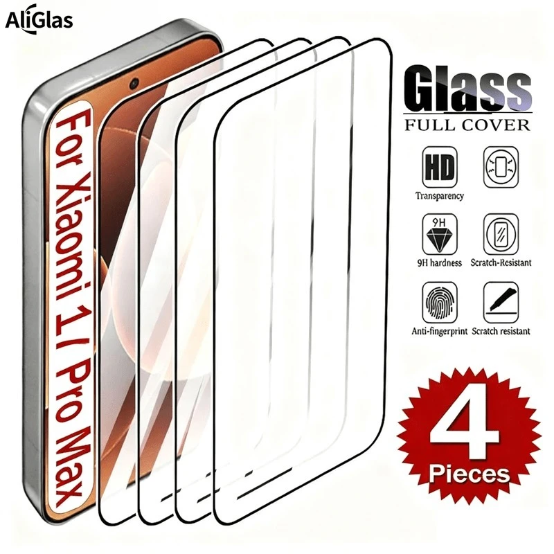 

4Pack New Upgraded Full Transparent Tempered Glass Screen Protector For Xiaomi 17 Pro Max 15 14 13 11T 12T Pro Glass Film