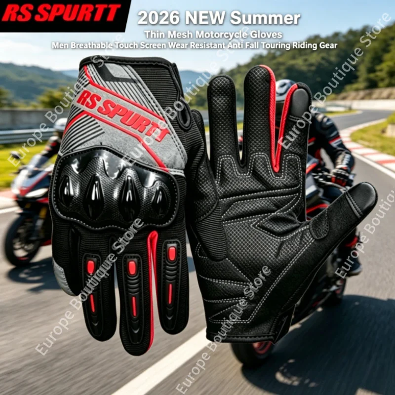 

2026 NEW Unisex Summer Thin Mesh Motorcycle Gloves Breathable Touch Screen Wear Resistant Anti Fall Touring Riding Gear