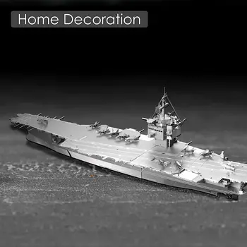 Piececool 3D puzzle metalowe dla dorosłych, USS Enterprise CVN-65 model statku zestaw do budowania, DIY 3D Puzzle metalowe zabawki lotniskowca, per