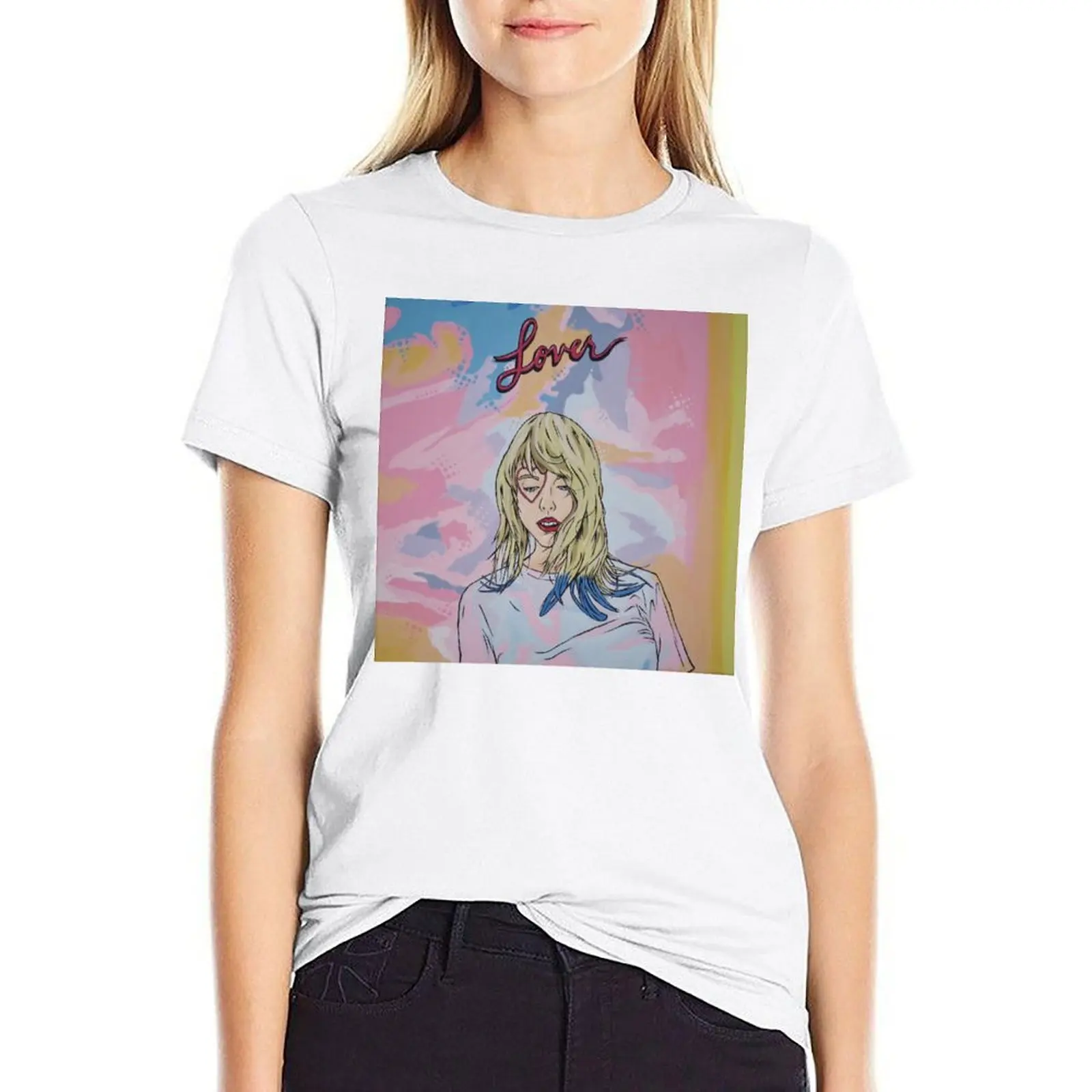 

Lover TS Pop Art T-shirt funny oversized Aesthetic clothing plain t shirts for Women