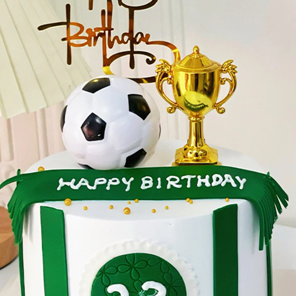 Trophy Football Model Sports Cake Toppers Miniature Soccer House Accessories Balls Decorations Trophies For Games Plug-in