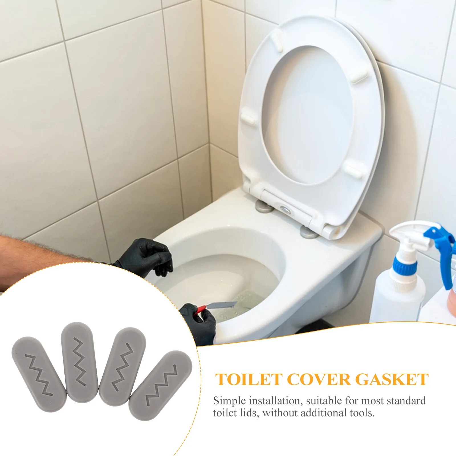 

4Pcs Universal Toilet Seat Rubber Pads Mute Bumpers Noiseless Cushioning for Toilets and Homestays