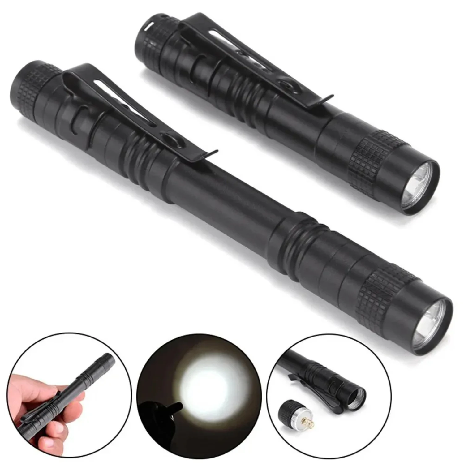 Pen Mini Portable LED Flashlight Torch Flash Light Battery Hunting Lamp Pocket Flashlights  Camping,Outdoor,Emergency Pack Sport