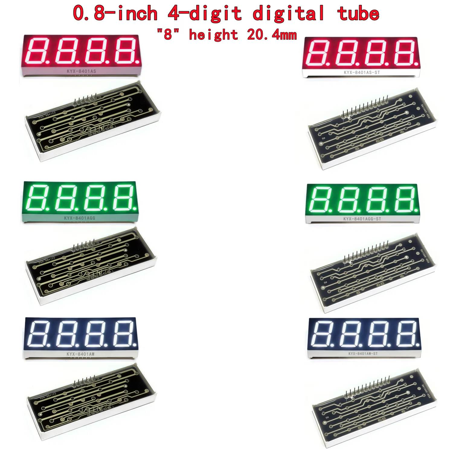 10PCS 0.8-inch 4-digit digital tube 71.5mmX26mm digital display screen 