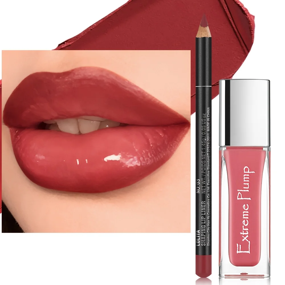 3PCS Hydrating Lip Gloss & Liner Set: Moisturizing, 3D Precision, Dewy Shine for All Day & Occasions | Complete Lip Makeup Kit