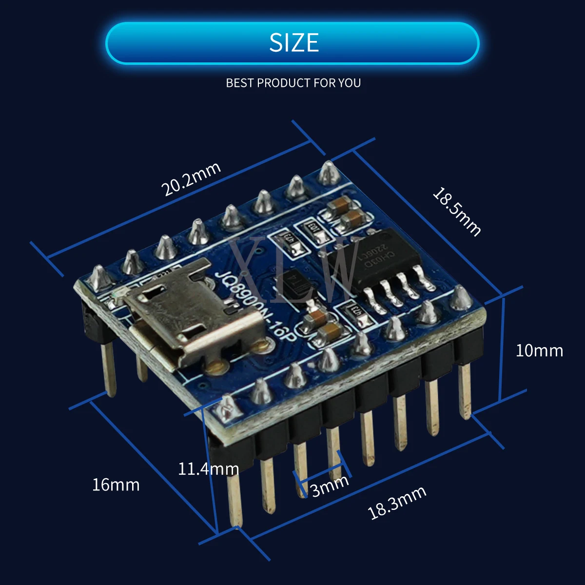 Voice Music Player Module,JQ8900N-16P USB Download 3W Audio Broadcast MP3 Playback Chip,7 Trigger Serial Port Control 4M/16M