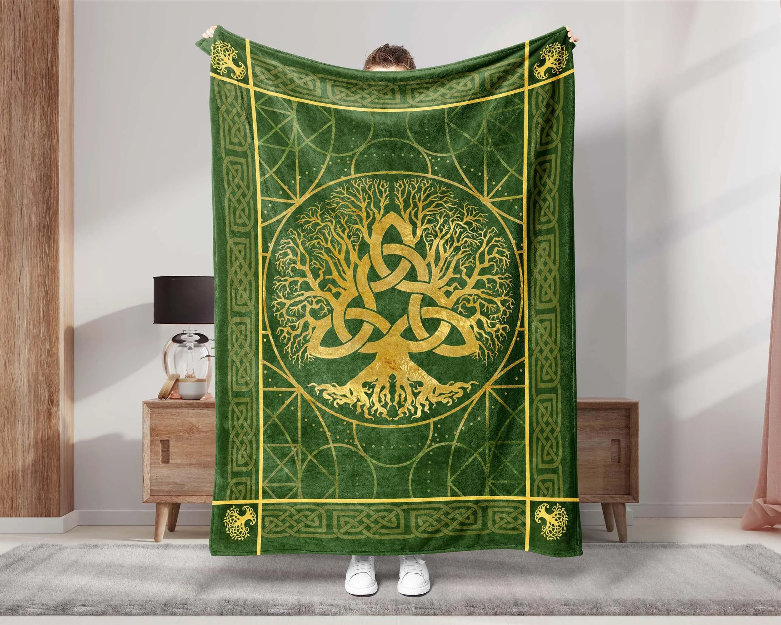 Celtic Tree Of Life Blanket, Viking Knot Shamrock Irish Scottish Scandinavian Throw Home Decor Wall Hanging Wall Art