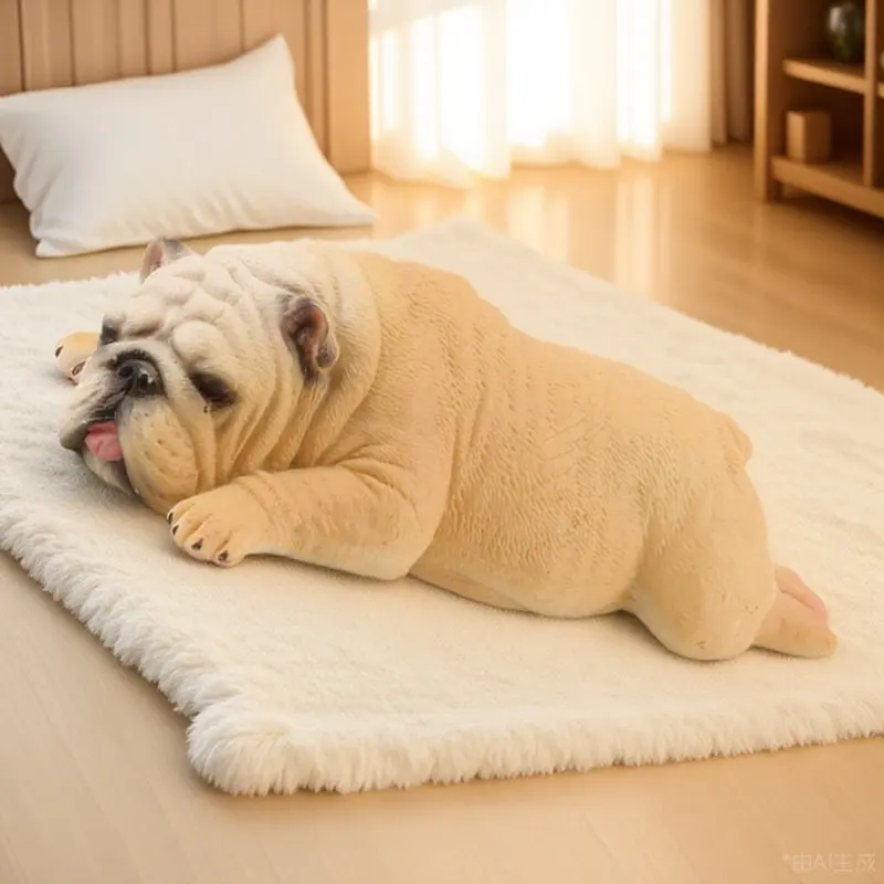 Sleeping Bulldog Realistic Plastic Dog Decoration Kids Educational Desktop Ornament Puppy Shape Creative Animal Adornment