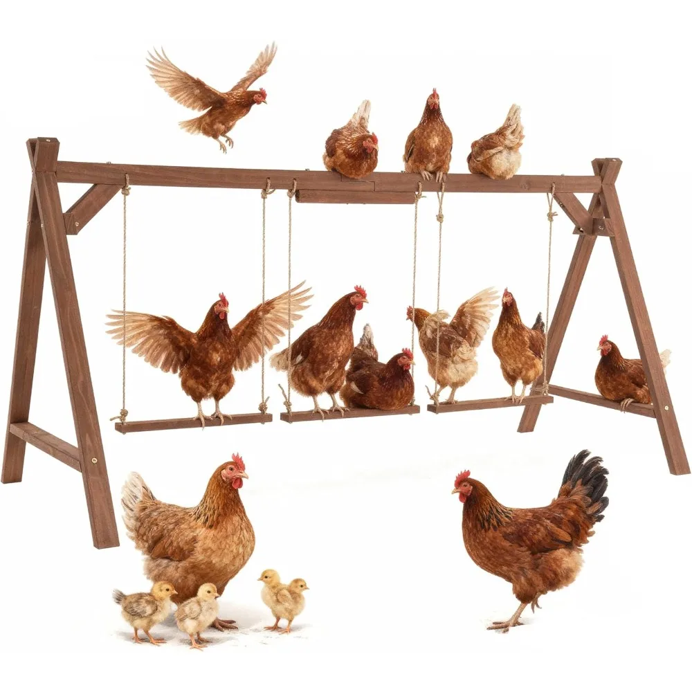 

Chicken Perch for Coop, 67inch Long Chicken Roost Bar with 3 Swings, Stable & Ideal for Pet's Healthy and Play, Fit for 10-12 Ch