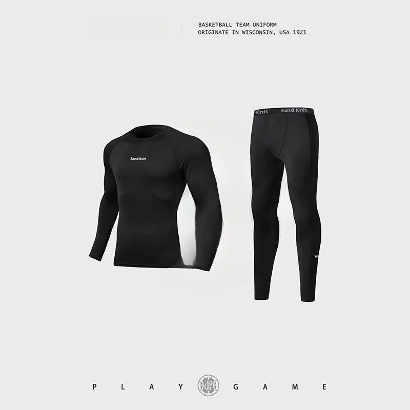 厚く暖かいバスケットボールタイトな服セット子供のための秋冬新スタイル長袖ラウンドネックスポーツカジュアルウェア