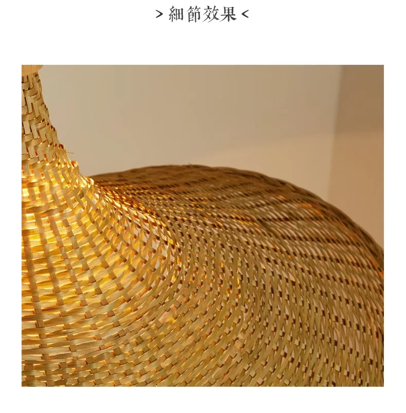 Modern Creative Straw Hat Chandelier Chinese Style Handmade Woven Bamboo Lamp Bamboo Chandelier Tea Room Rattan Hand-woven Lamps