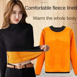 Winter Thermal Underwear Women's Thick One-piece Tops Wear Autumn Clothes Mid-high Collar Bottoming Shirt