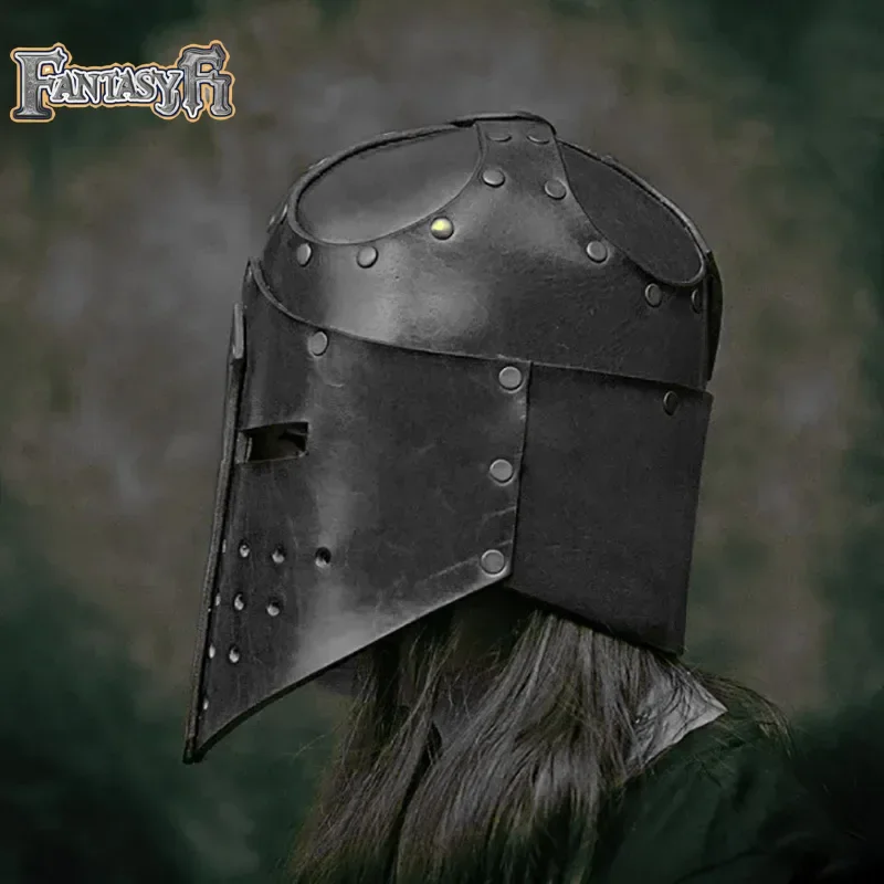 Disfraz de caballero templario Medieval, casco cruzado, guerrero pirata vikingo, máscara de cuero, sombrero, armadura de cabeza de soldado, accesorio LARP