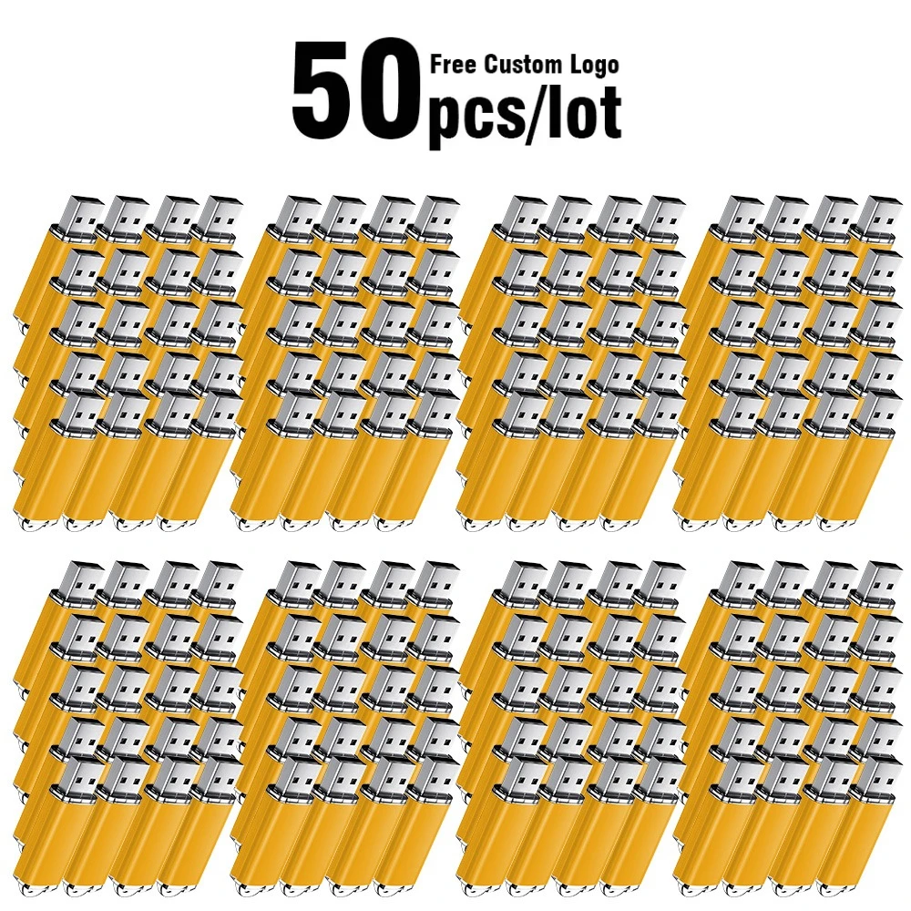 50pcs/lot Free Custom Logo Metal Pendrive 2gb 1gb Business Gifts USB 2.0 Flash Drive 128mb 512mb 4gb Memory Stick Publicity usb