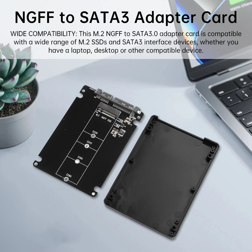 Tarjeta adaptadora M2 a SATA3, tarjeta adaptadora de conversión SATA M2.SSD de alta eficiencia, adaptador NGFF SSD actualizado SATA 6 Gbps NGFF