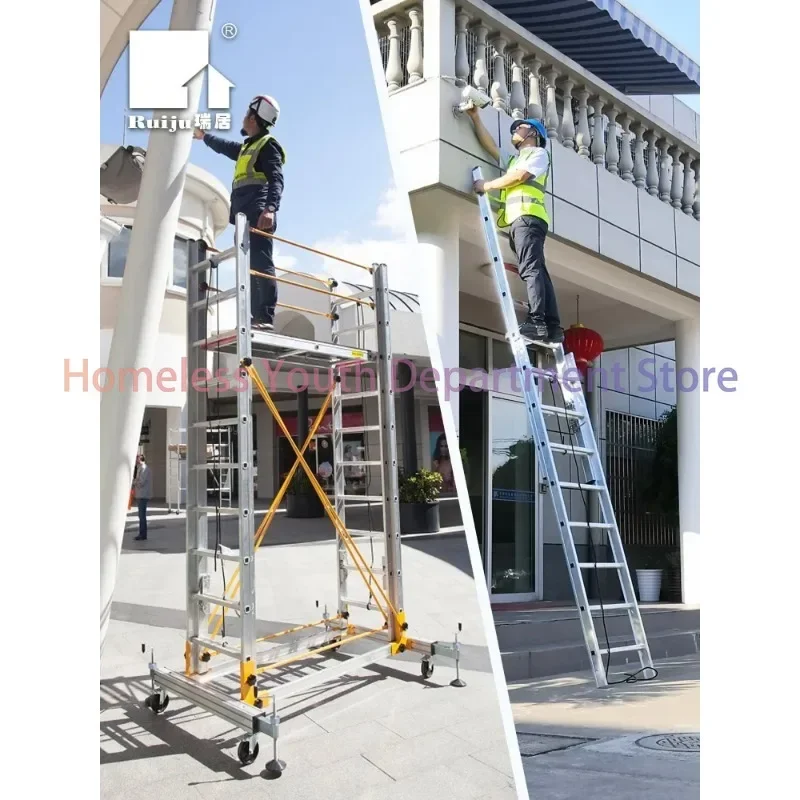 Aluminum alloy scaffolding movable telescopic scaffold factory direct folding engineering ladder platform.