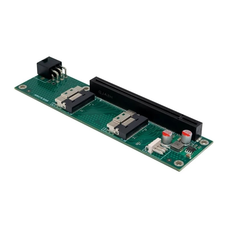 Efficientt-X16 Dual-Port Slimsas SFF-8654 Pcie 5.0 For Single GPU External Expansion Adapter Board DC-DC Step-Down Power Supply