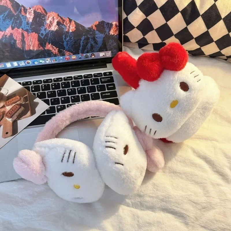 أزياء مرحبا كيتي أفخم غطاء للأذنين فتاة الشتاء لطيف التصميم الإبداعي واقيات الأذن الباردة والدليل على الأذن في الهواء الطلق استخدام تدفئة الأذن الدافئة