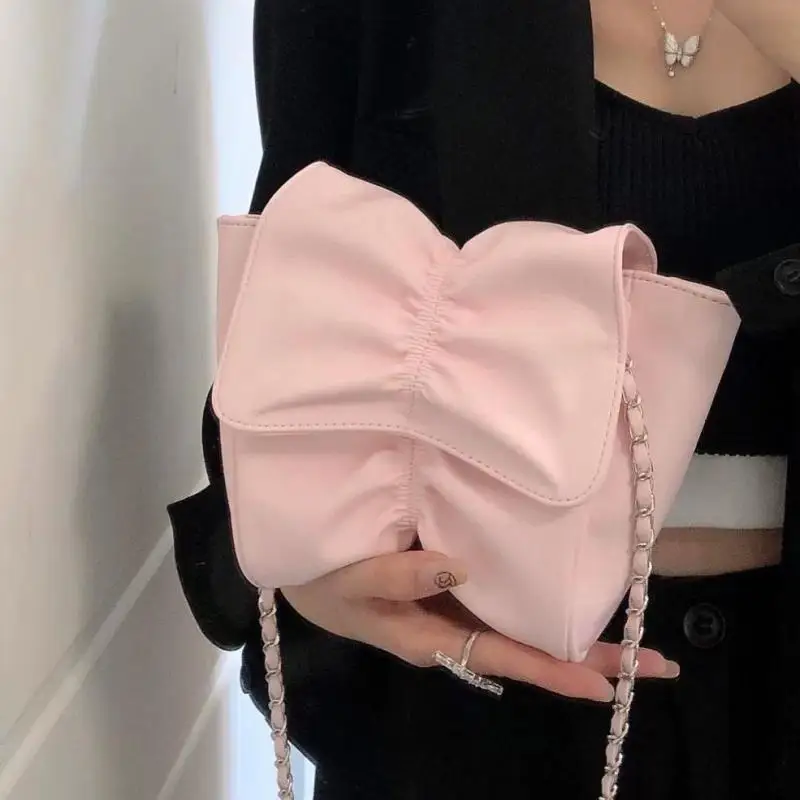 حقيبة كتف عصرية فاخرة خفيفة على شكل دلو على شكل سلسلة معدنية وحزام كتف واحد حقيبة كروس حقيبة نسائية بسيطة ومتعددة الاستخدامات #2