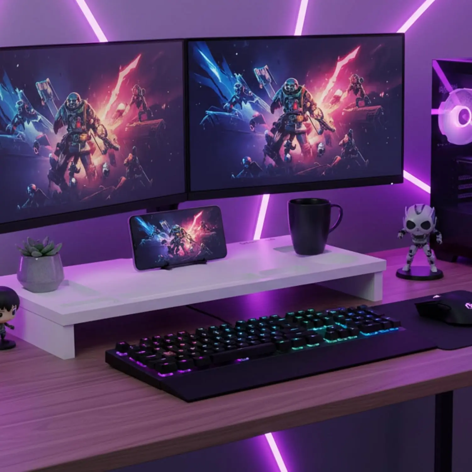 حامل شاشة كمبيوتر من الخيزران للمكتب، منظم سطح المكتب متعدد الأغراض مع مساحة تخزين تحت الرف وحامل الكمبيوتر المحمول #6