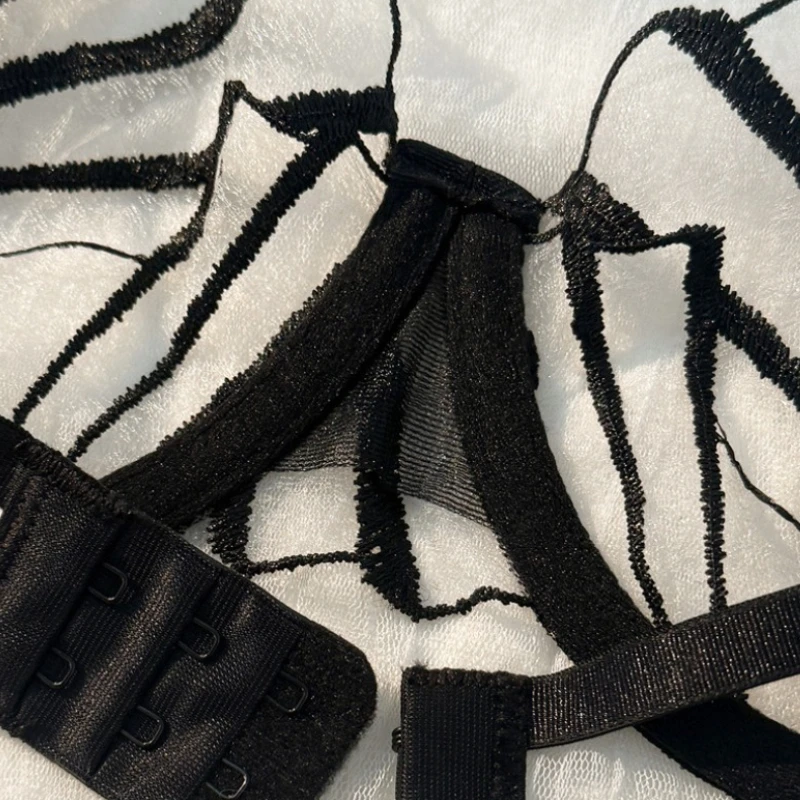 2dílná dámská podprsenka, sexy krajková síťovaná spodní prádlo, ultra tenká prodyšná pohodlná lehká průhledná spodní prádlo - náhled 6