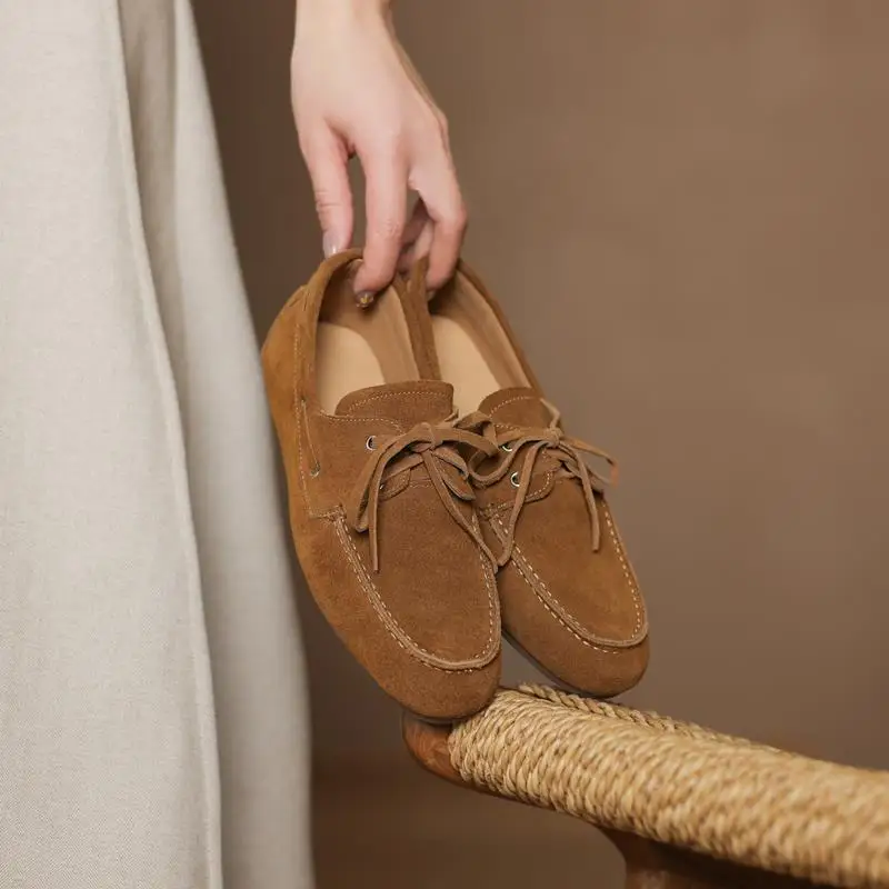 MORAZORA Size 35-43 Ins Hot Genuine Leather Flat Shoes Women Suede Brand Desgin Casual Flats Fashion Ladies Loafers 4 Colors