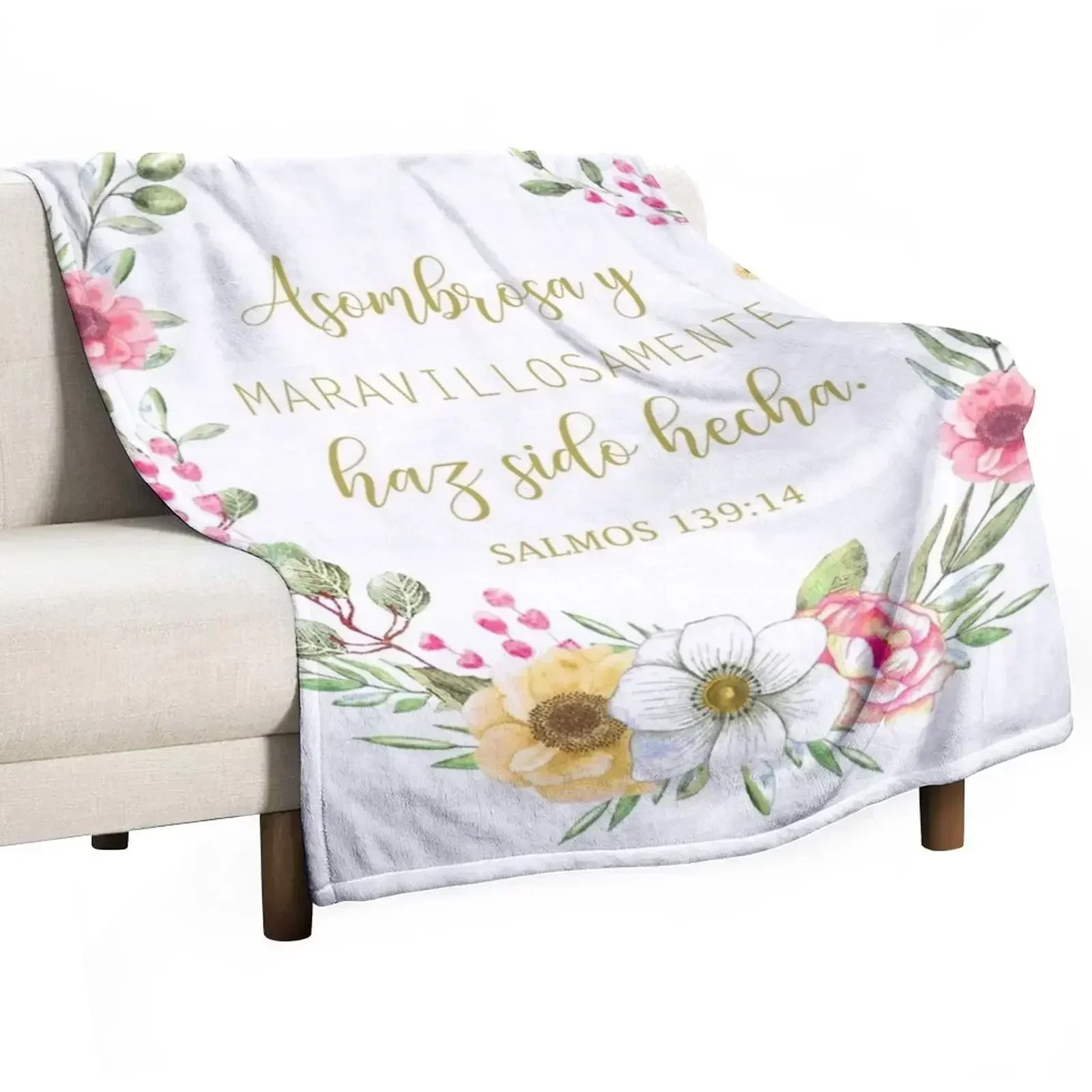 Asombrosa y maravillosamente haz sido hecha, spanish bible verse Throw Blanket Sofas Comforter Plaid Blankets