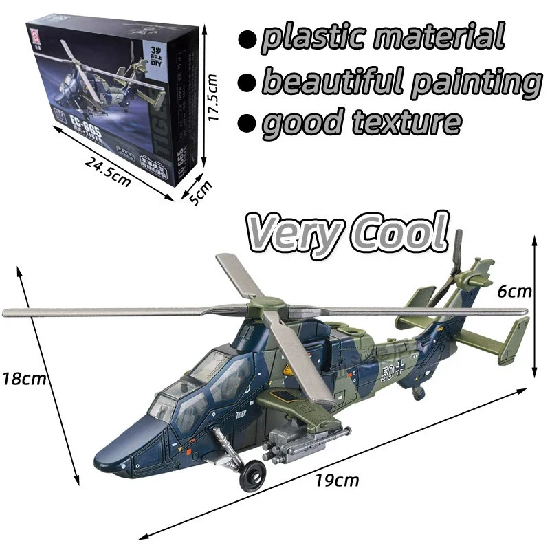 1/72 airplanes models scale  AH-64 Apache Attack Helicopter Model ec-665 DIY Assembly Kit Building Blocks Aircraft Toy Gift By