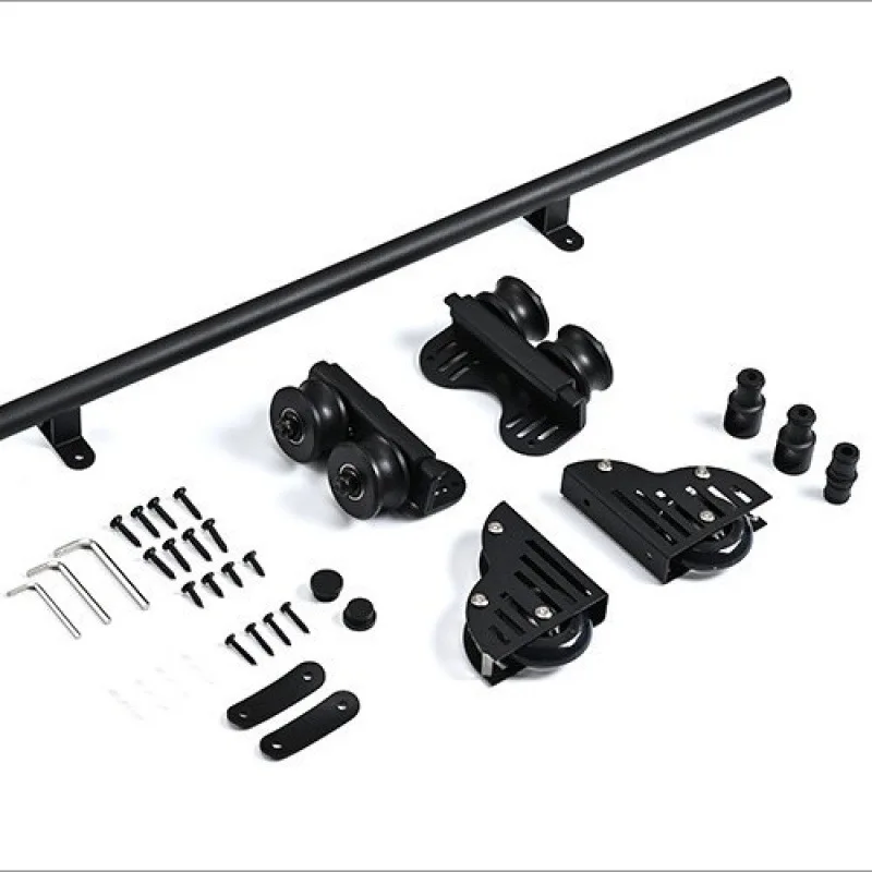 3.3FT(100cm)  Retractable Sliding Library  Hardware Kit No Ladder，Round Tube Rolling Ladder Track， Floor Roller with Brake