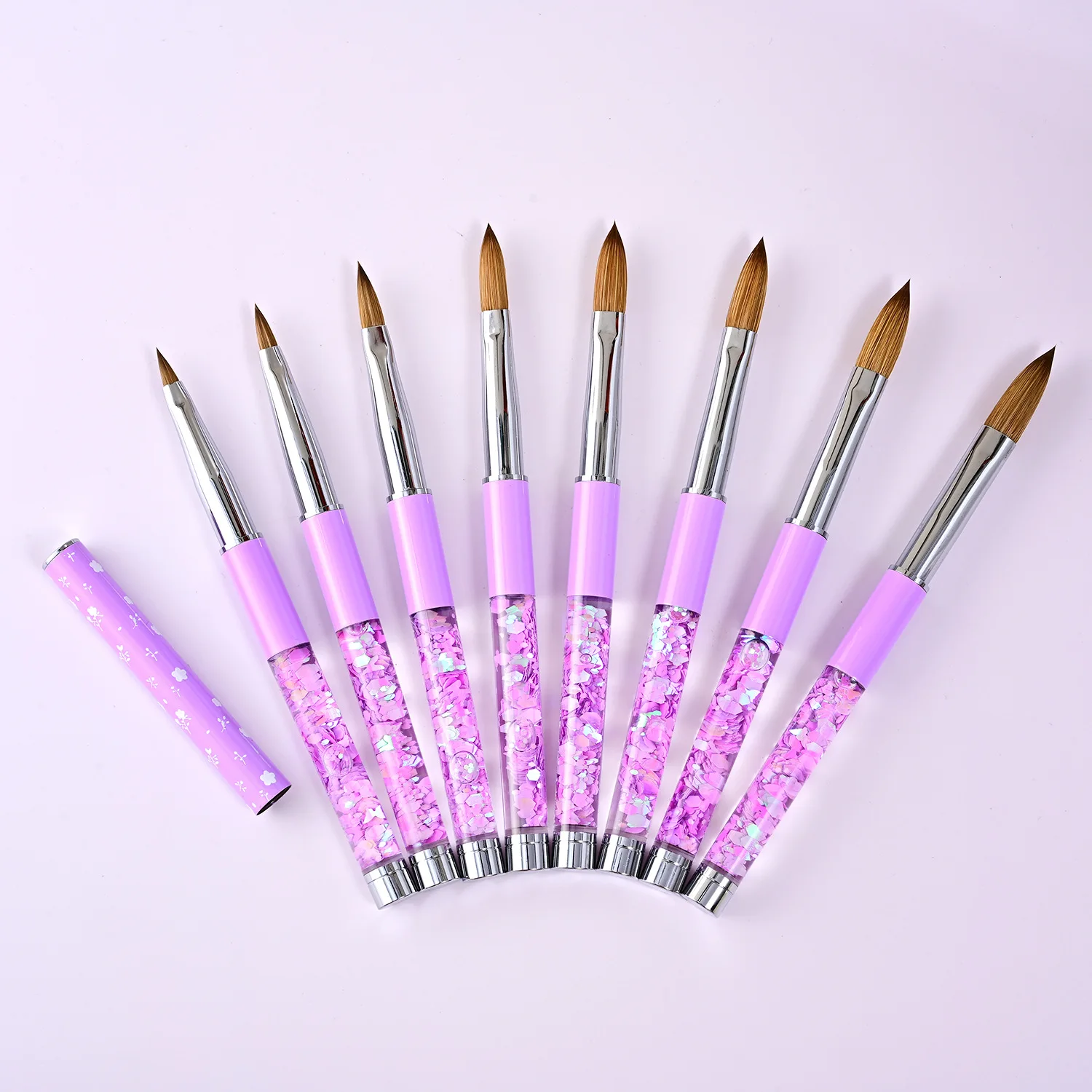 Purple Kolinsky Nail Art Brush Painting Drawing Pens Manicure Tool Acrylic Brush Gel Nail Polish Extension Builder TIANMI