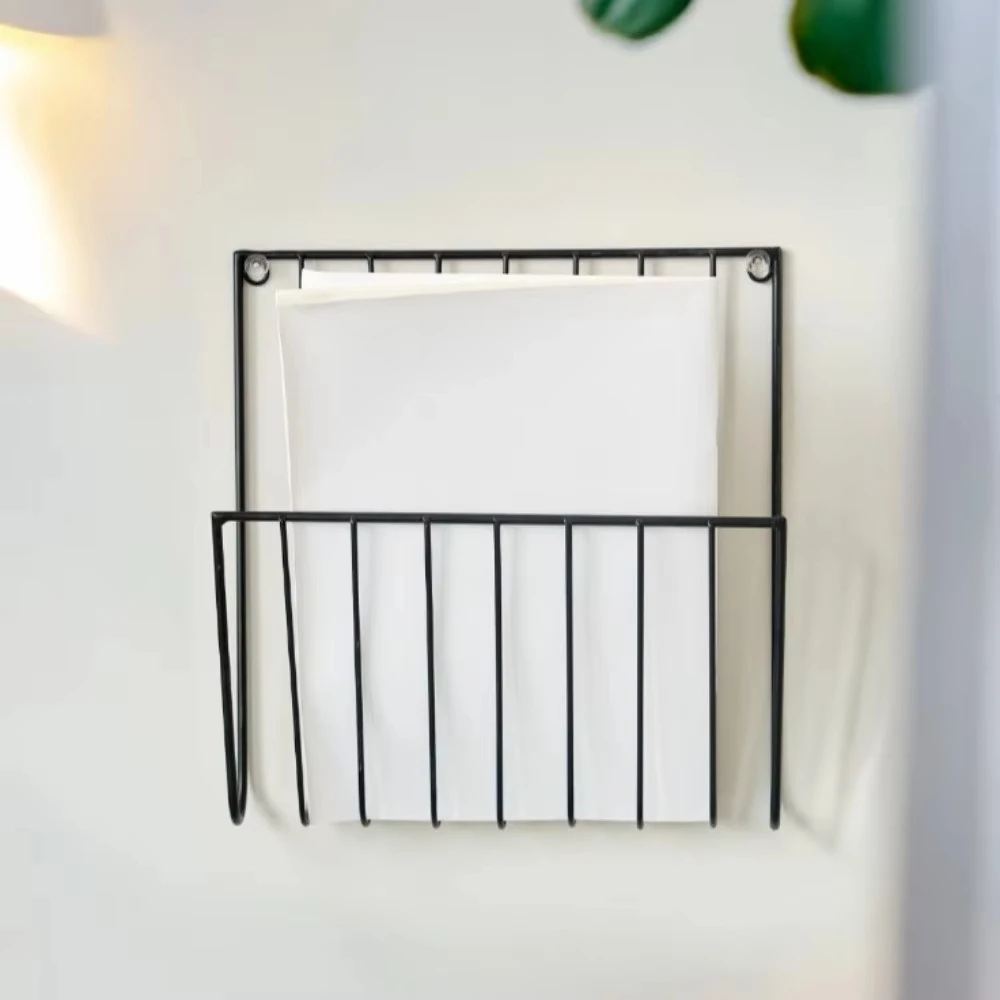 Book And Newspaper Shelf Wall-Mounted Storage Rack Home Bedroom Study Wall Iron Material Modern Simple Style Versatile Use Shelf