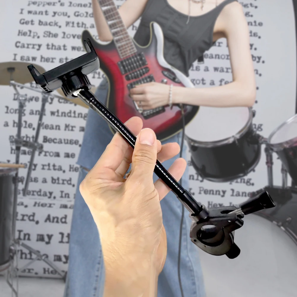 Flexible Phone Support Multi-Purpose Adjustable Mic Stand Holder Gooseneck Pole Long Cellphone Mount for Drum Mobile Phone