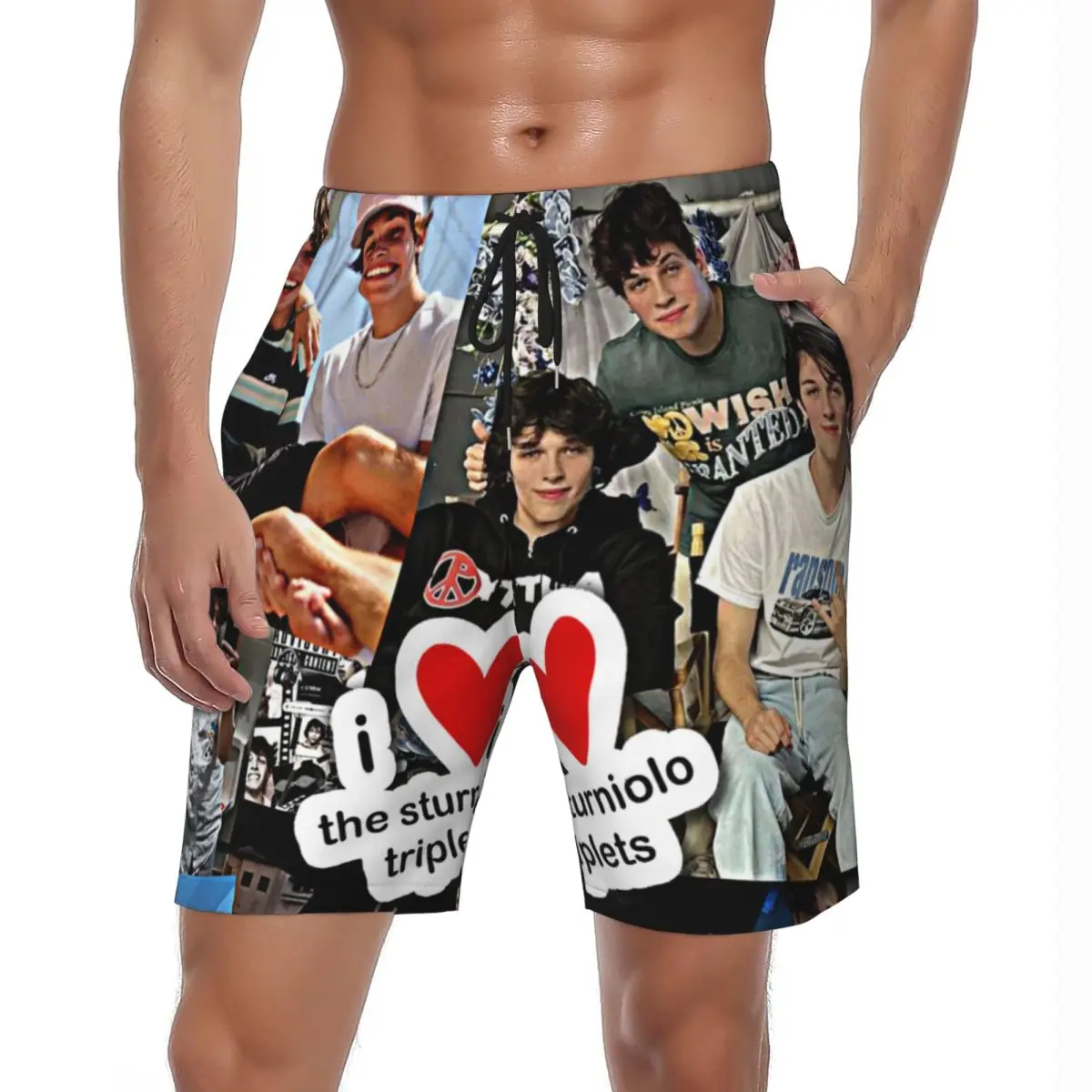

Sturniolo Triplets Board Shorts Летние красивые пляжные шорты для бега с сердечками для серфинга Мужские быстросохнущие плавки больших размеров